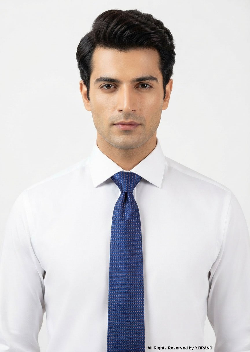 T_163c Formal Blue Self-Pattern Poly Necktie T-163 - Image 1