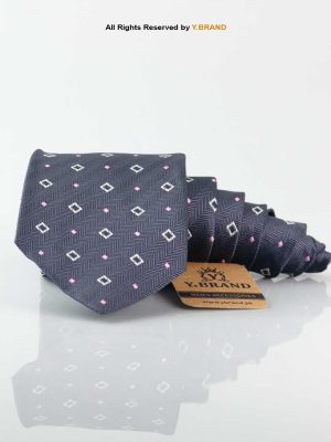 Stylish Dark Gray Dimond Pattern Necktie T-165