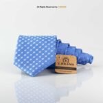 Classic sky-Blue Circle Pattern Poly Necktie T-166 - Image 2