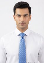 Classic sky-Blue Circle Pattern Poly Necktie T-166