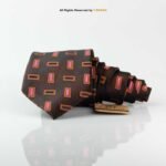 Classic Dark Brown Pattern Poly Necktie T-167 - Image 2