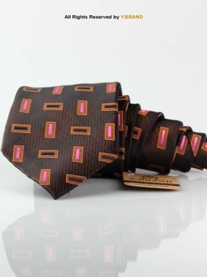 Classic Dark Brown Pattern Poly Necktie T-167