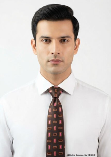 Classic Dark Brown Pattern Poly Necktie T-167