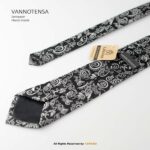 Classic Black, White Pattern Jamawar Necktie T-169 - Image 3