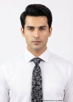 Classic Black, White Pattern Jamawar Necktie T-169