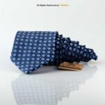 Blue Three Tone Pattern Poly Necktie T-170 - Image 2