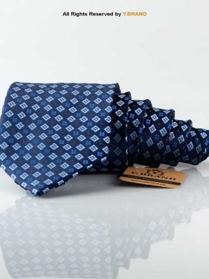 Blue Three Tone Pattern Poly Necktie T-170