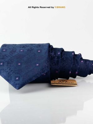 Classic Navy self-Floral Pattern Poly Necktie T-172