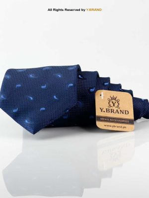 Classic Navy Leaf Pattern Poly Necktie T-174