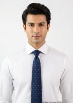 Classic Navy Leaf Pattern Poly Necktie T-174