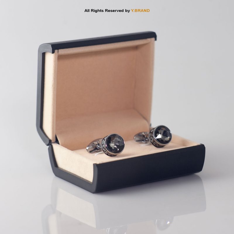 Luxurious Round Gemstone Special Men's Cufflinks-CL-0115