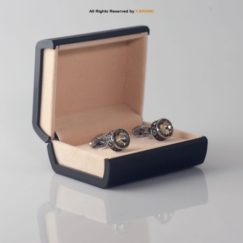 Luxurious Round Gemstone Special Men's Cufflinks-CL-0115
