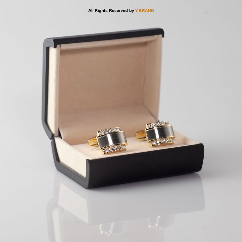Unique Style Golden Cufflinks with Diamonds-CL-0122