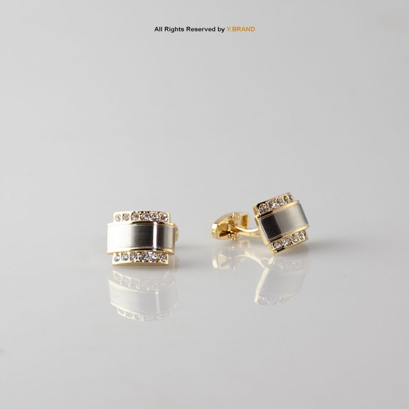 Unique Style Golden Cufflinks with Diamonds-CL-0122