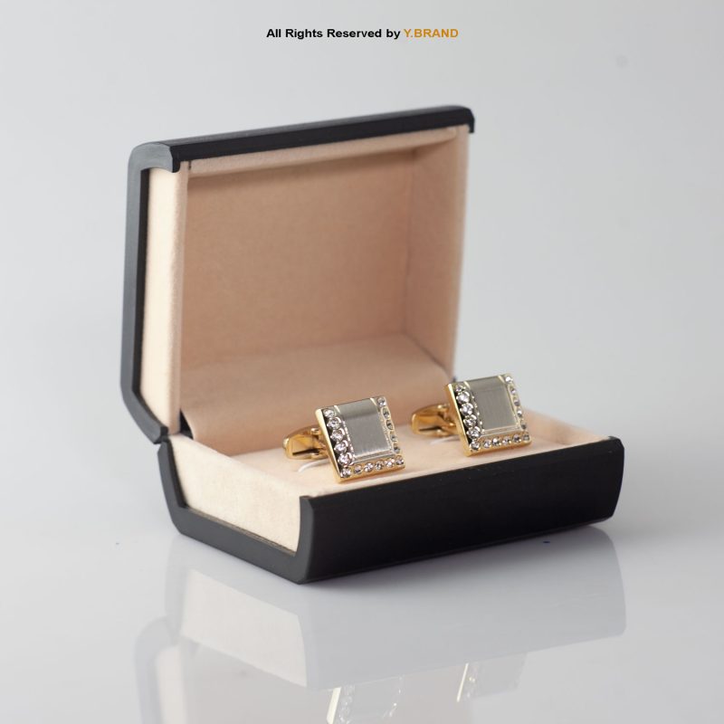 Golden Cufflinks with Diamond work-CL-0124