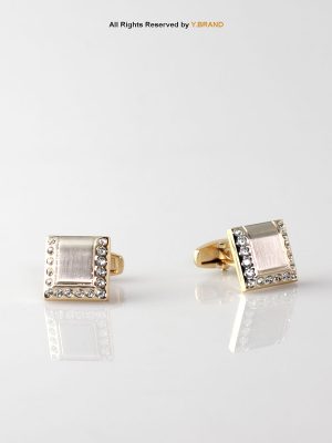 Golden Cufflinks with Diamond work-CL-0124