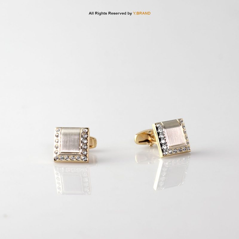 Golden Cufflinks with Diamond work-CL-0124
