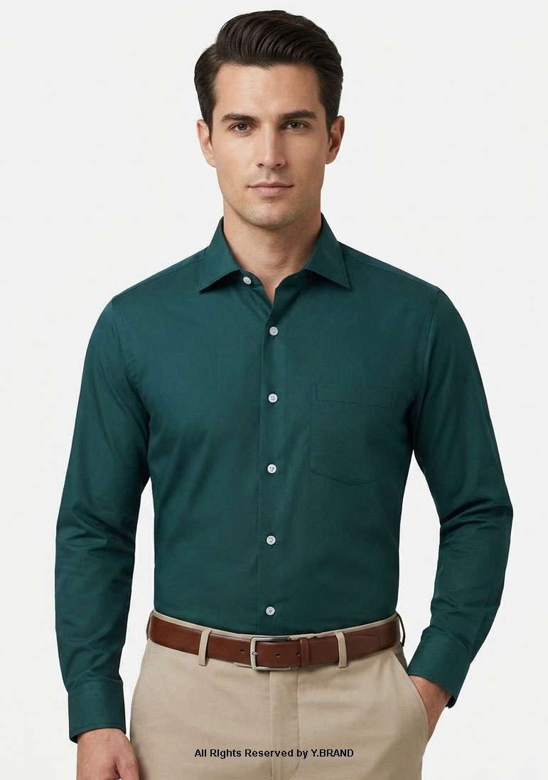 FS-1059-d YBRAND-Dark Green formal shirt FS-1059 - Image 1