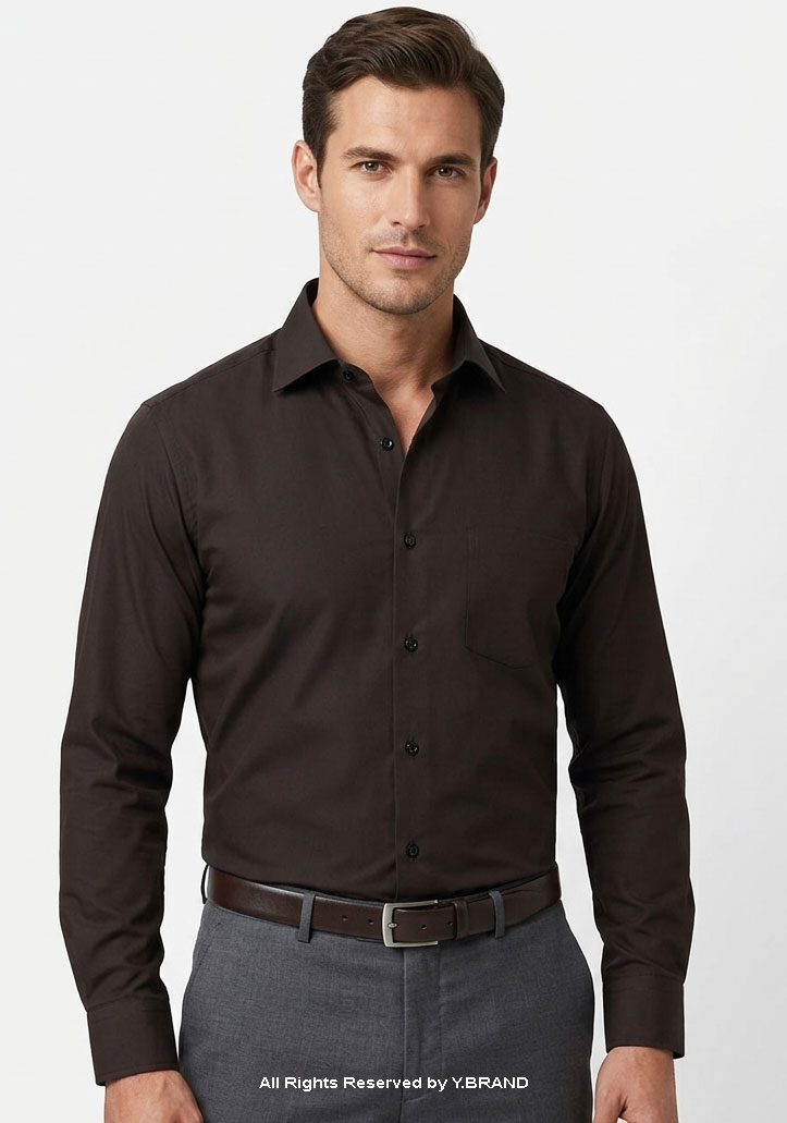 FS-1061-d YBRAND-Chocolate Brown formal shirt FS-1061 - Image 1