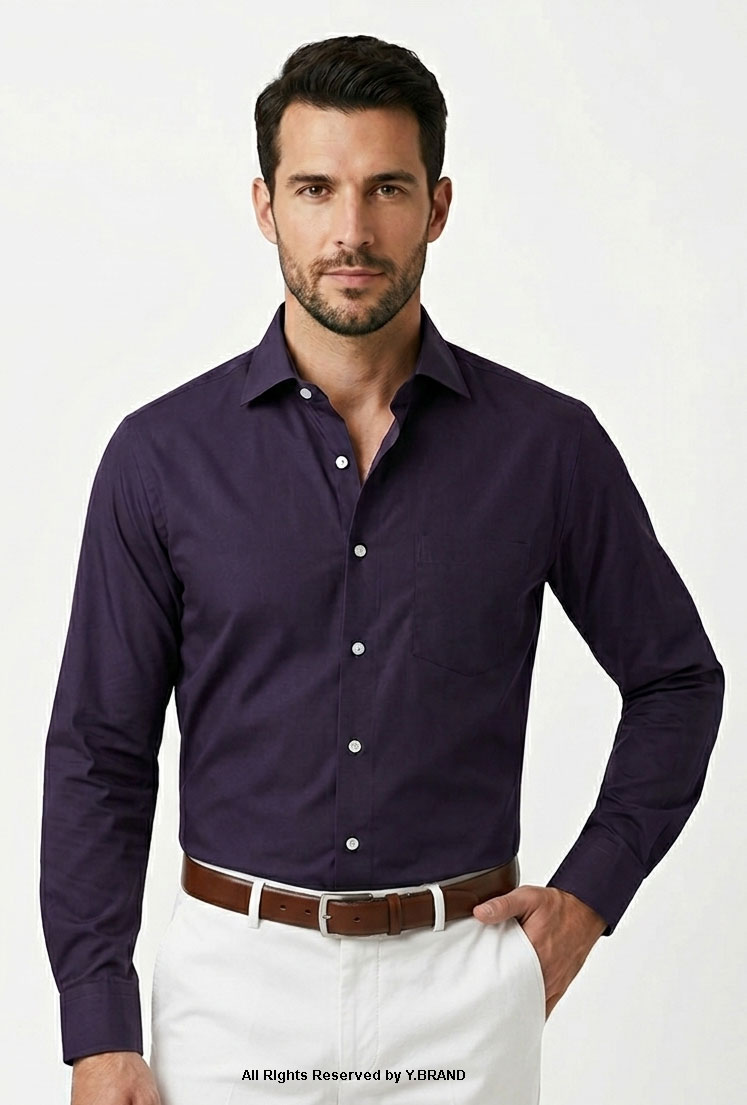 FS-1066-c YBRAND-Dark Purple formal shirt FS-1066 - Image 1