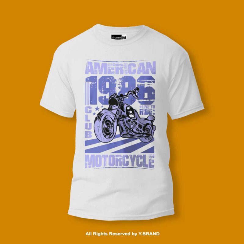 American Motorcycle Round Neck T-shirt PMTS-1399 6 TS 1399 W