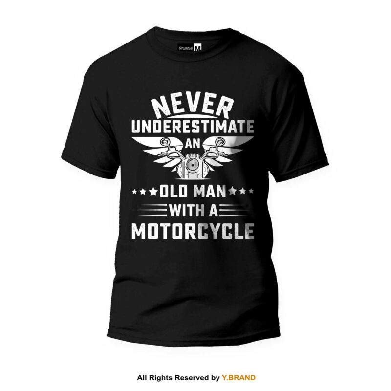 Old Men Motorcycle Round Neck T-shirt PMTS-1402 5 TS 1402 B