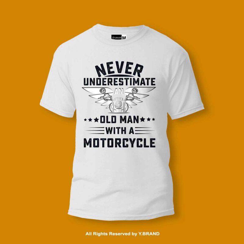 Old Men Motorcycle Round Neck T-shirt PMTS-1402 6 TS 1402 W