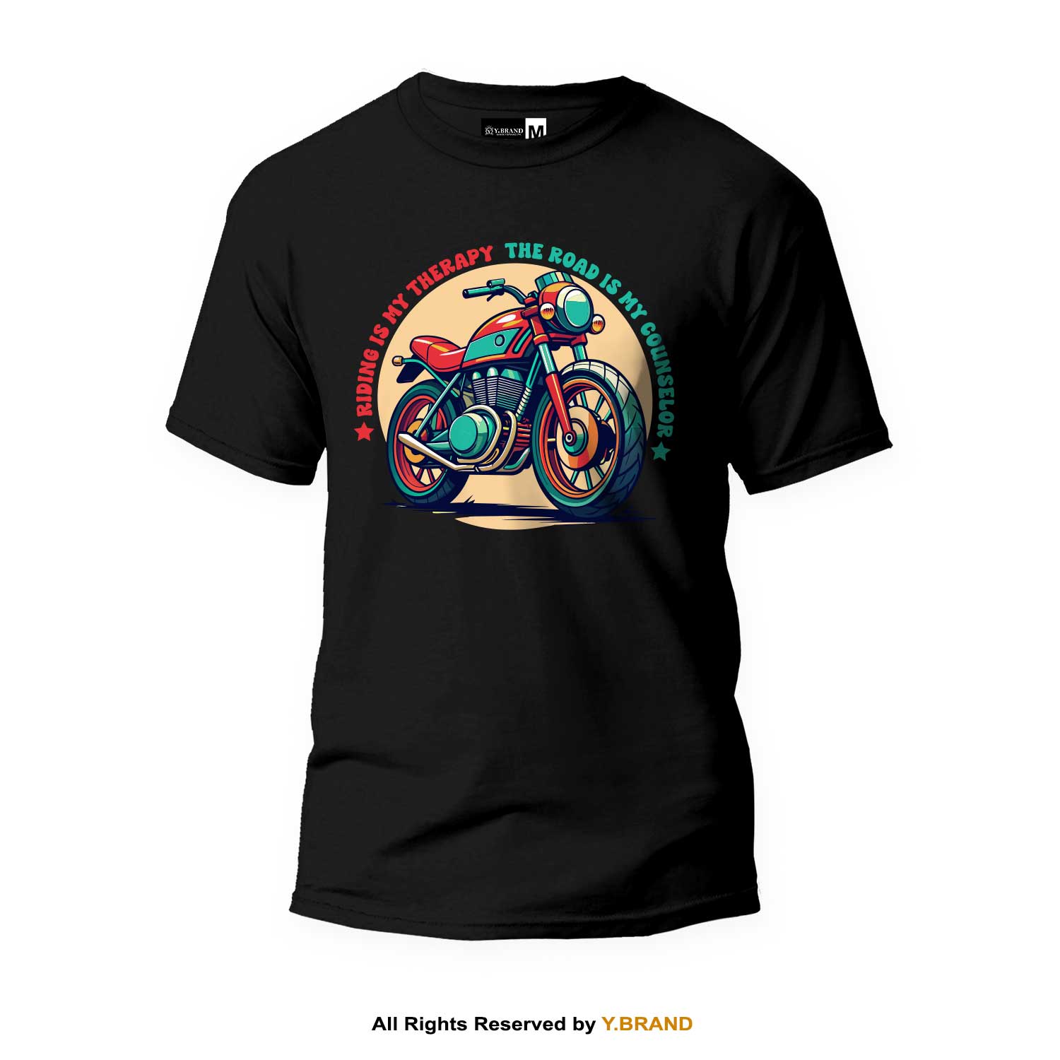 TS-1412-B Riding Is My Therapy Round Neck T-shirt PMTS-1412 - Image 1