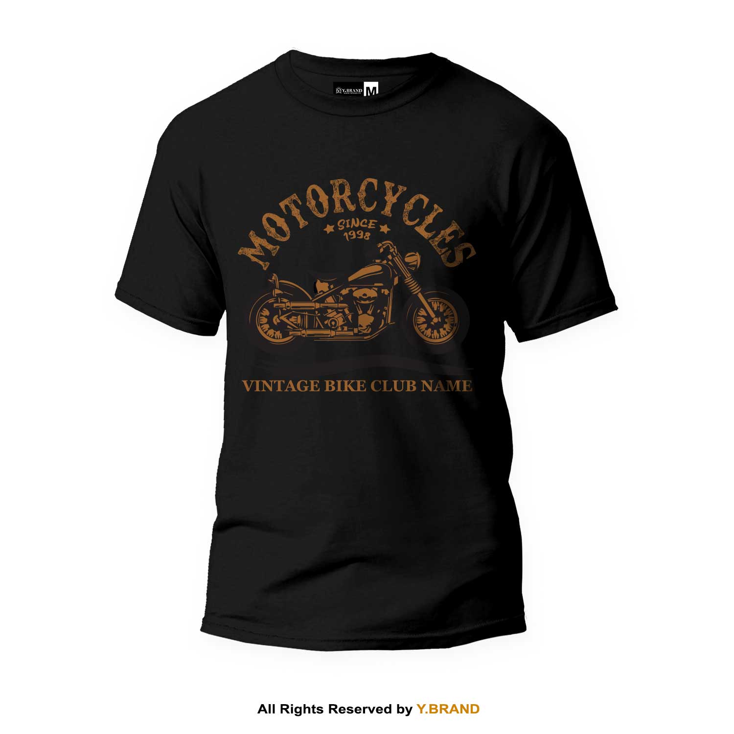 TS-1413-B Vintage Bike Club Name Round Neck T-shirt PMTS-1413 - Image 1