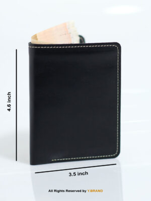 Black Vertical Bifold Leather Wallet with card holder-LW-026