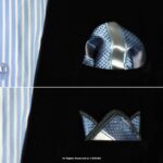 Y.BRAND-Collection of Striped Pocket Square with contrast Border PS-1045 - Image 9