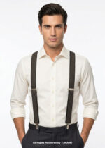Brown Pattern Design Three clips Elastic Suspender-SB-1013