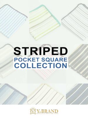 Y.BRAND-Collection of Striped Pocket Square with contrast Border PS-1045