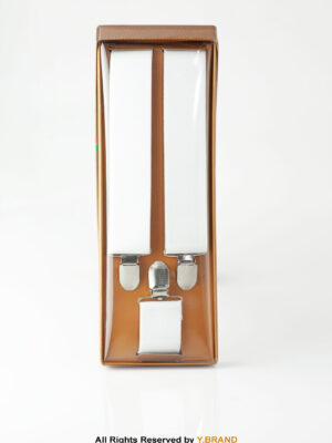 White Three clips Elastic Suspender-SB-1037
