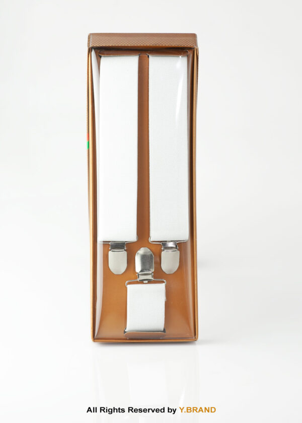 White Three clips Elastic Suspender-SB-1037 1 White Three clips Elastic Suspender-SB-1037
