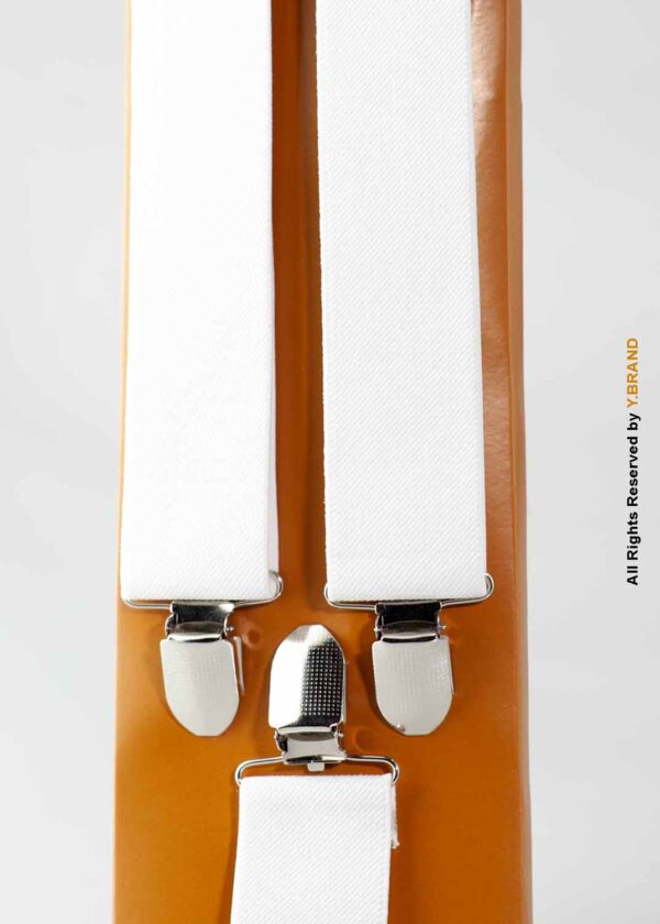 White Three clips Elastic Suspender-SB-1037