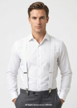 White Three clips Elastic Suspender-SB-1037