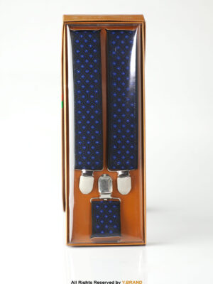 Blue Based Textured Three clips Elastic Suspender-SB-1038