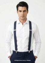 Blue Based Textured Three clips Elastic Suspender-SB-1038