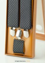Gray Pattern Design Three clips Elastic Suspender-SB-1039 - Image 2