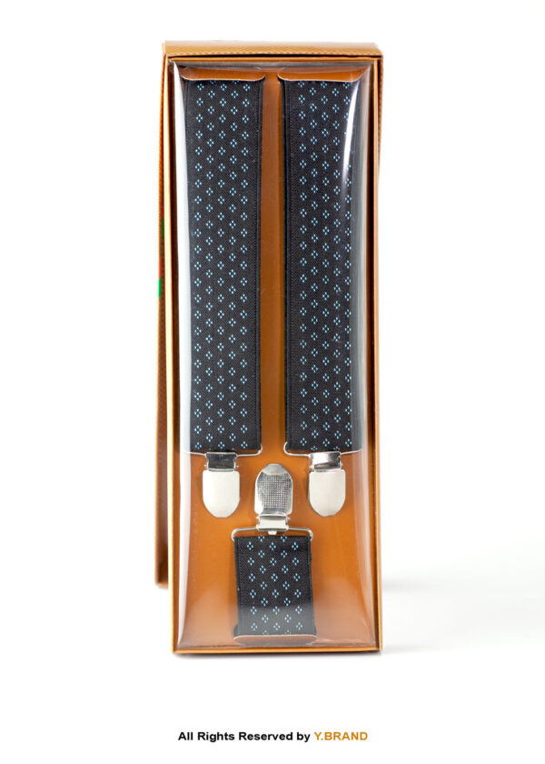 Light Blue Dots Design Three clips Elastic Suspender-SB-1040 1 Light Blue Dots Design Three clips Elastic Suspender-SB-1040
