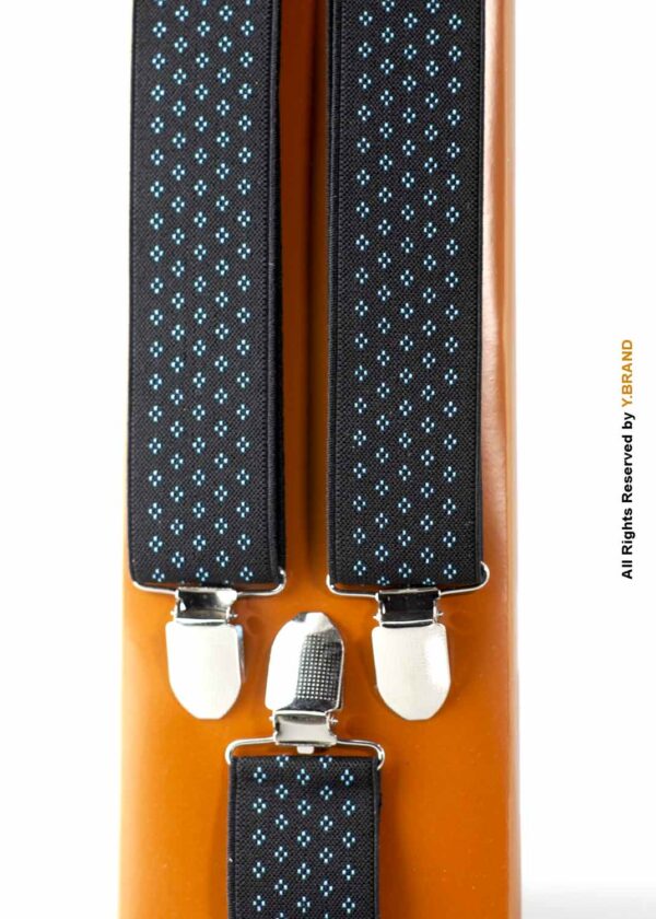 Light Blue Dots Design Three clips Elastic Suspender-SB-1040 2 Light Blue Dots Design Three clips Elastic Suspender-SB-1040
