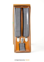 White & Black Striped Three clips Elastic Suspender-SB-1043 - Image 2