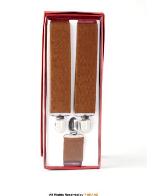 Light Brown Three clips Elastic Suspender-SB-1044