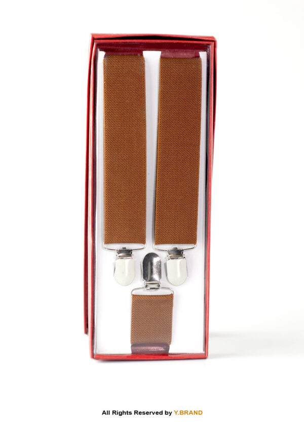 Light Brown Three clips Elastic Suspender-SB-1044 1 Light Brown Three clips Elastic Suspender-SB-1044