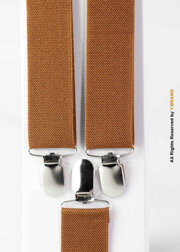 Light Brown Three clips Elastic Suspender-SB-1044 2 Light Brown Three clips Elastic Suspender-SB-1044