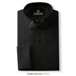 Black Tuxedo Wing Collar Pleated Shirt TXDO-1002