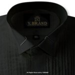 Black Tuxedo Wing Collar Pleated Shirt TXDO-1002 - Image 2