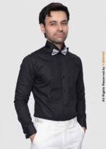 Black Tuxedo Wing Collar Pleated Shirt TXDO-1002 - Image 3