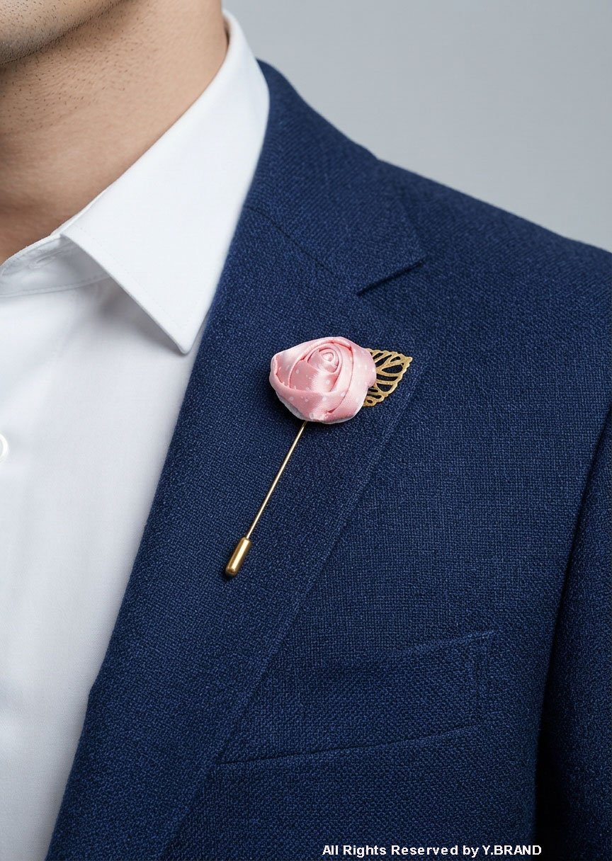 LP-036a YBRAND-Royal Flower Lapel Pins with Polka Dots-LP-036 - Image 1